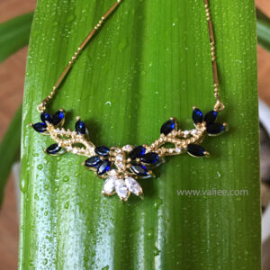 18k gold necklace with sapphire and diamond accents, designed as a keepsake transforming an inherited ring, by Mehdi Valiee